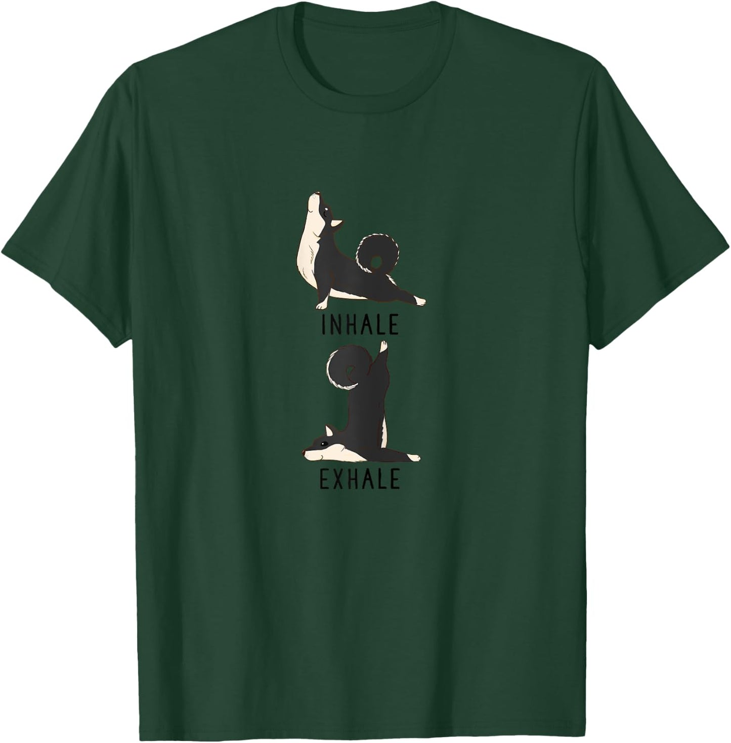 Inhale Exhale Black and Tan Shiba inu Yoga Dog Shirt T-Shirt - T-Shirt | Forest