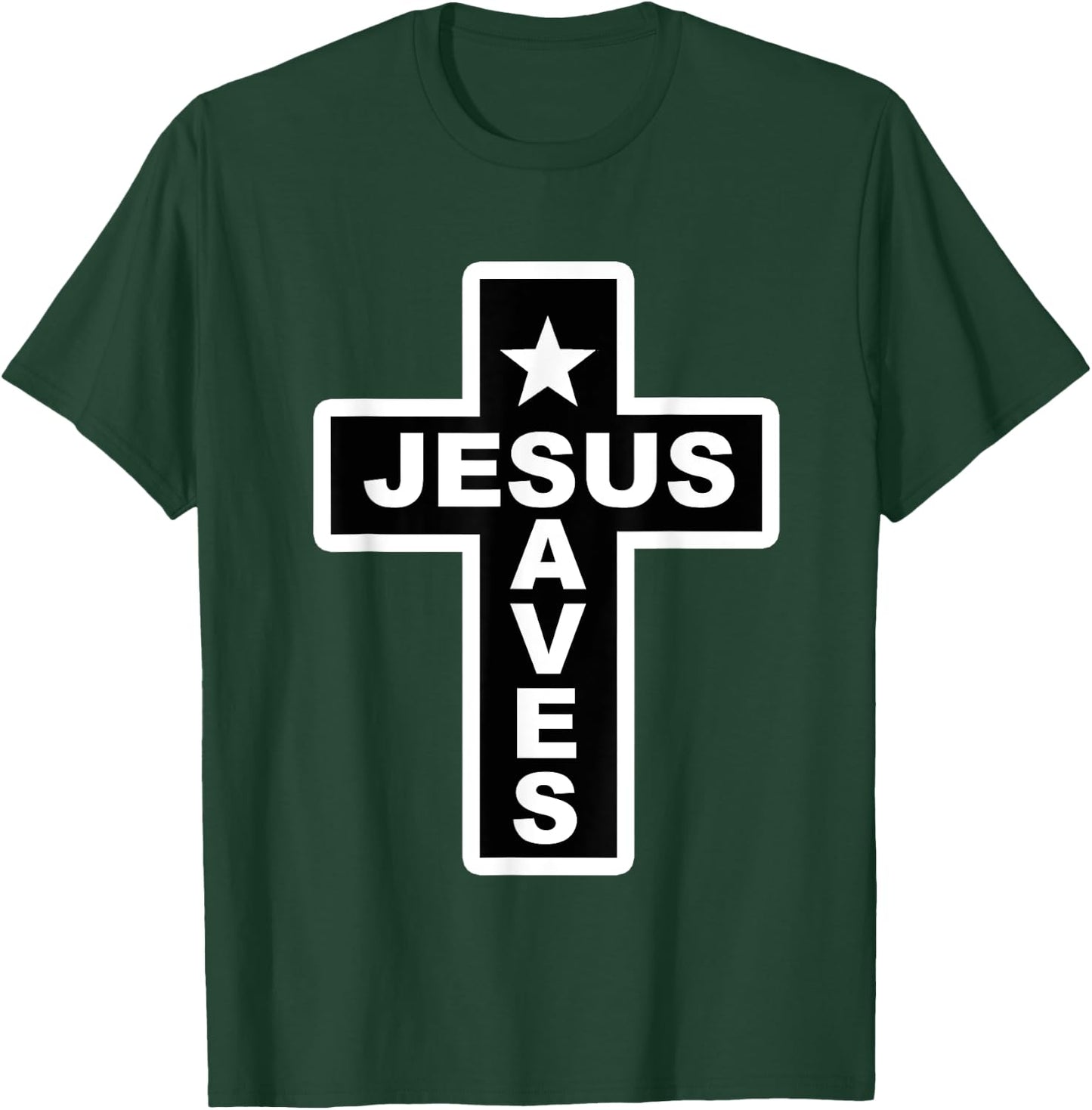 Jesus Saves Christian Faith Bible Cross T-Shirt - T-Shirt | Forest