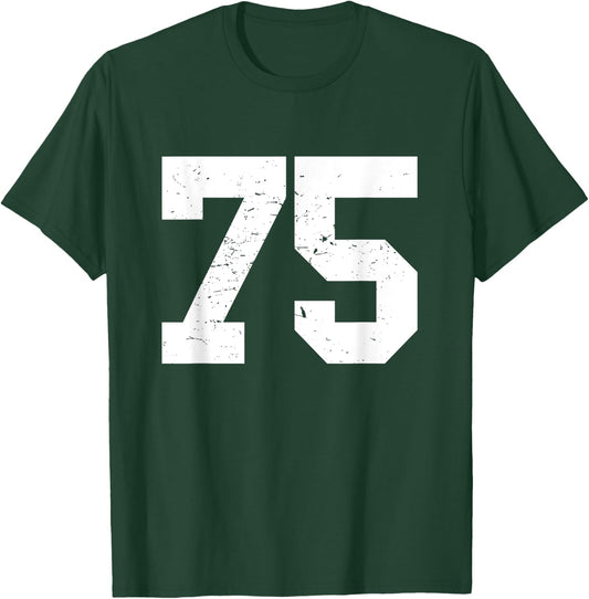 #75 Sports Fan Player T Shirt Number 75 Game Winner Lucky T-Shirt - T-Shirt | Forest