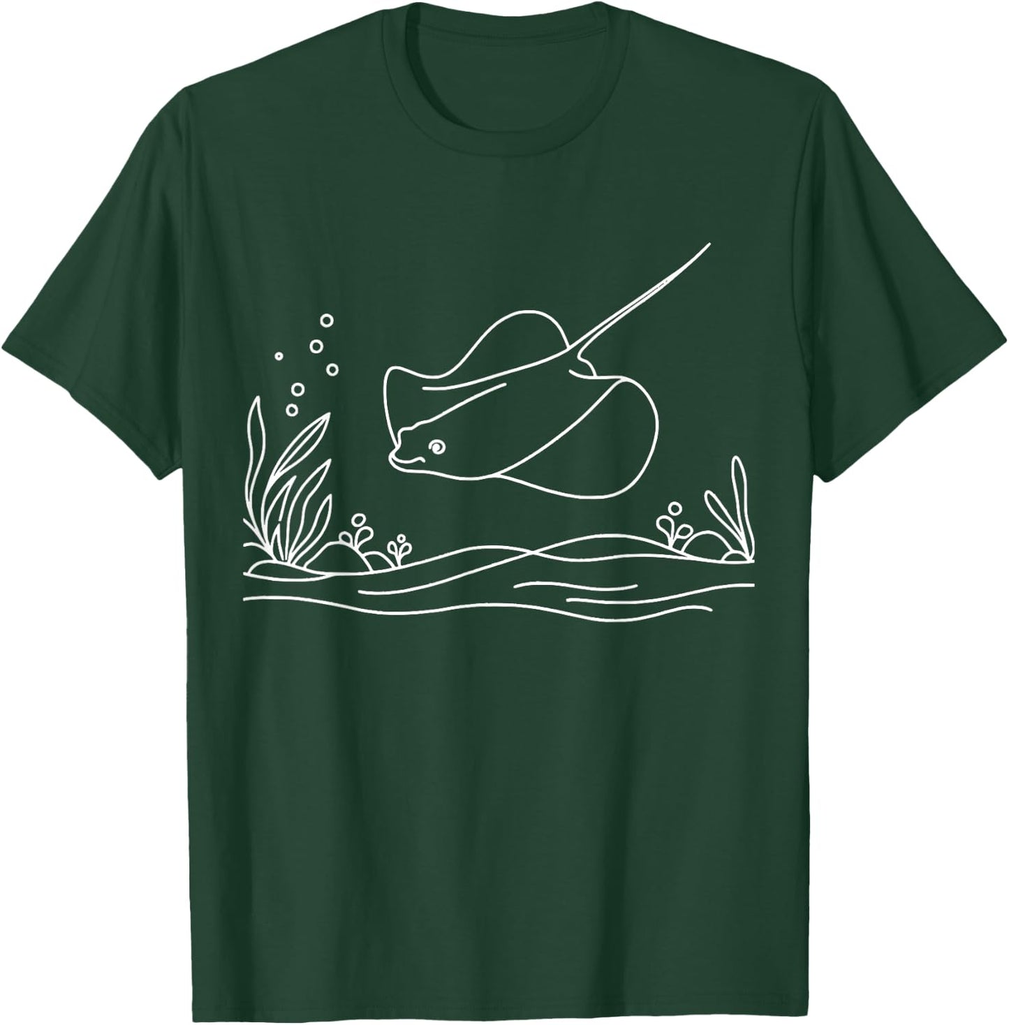 Line Art Fish & Ichthyologist Cownose Ray T-Shirt - T-Shirt | Forest