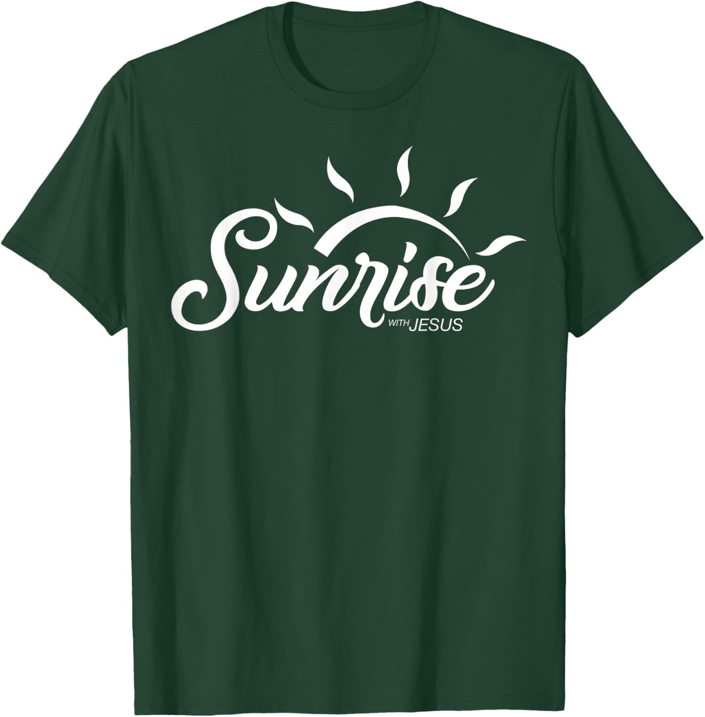 Sunrise with Jesus (Logo in White) T-Shirt - T-Shirt | Forest