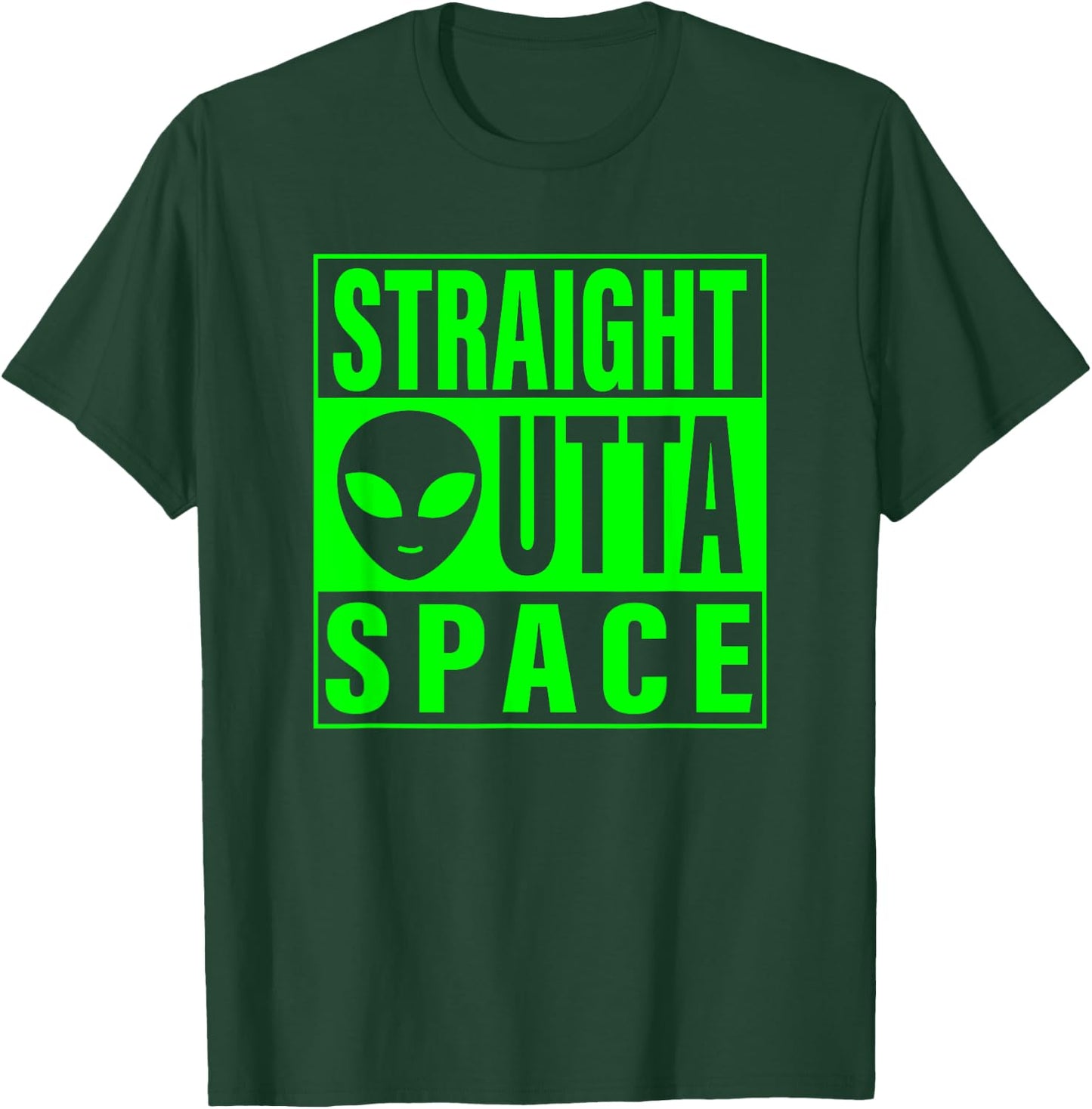 Straight Outta Space Funny Ufo Alien Costume Men Women Kid T-Shirt - T-Shirt | Forest