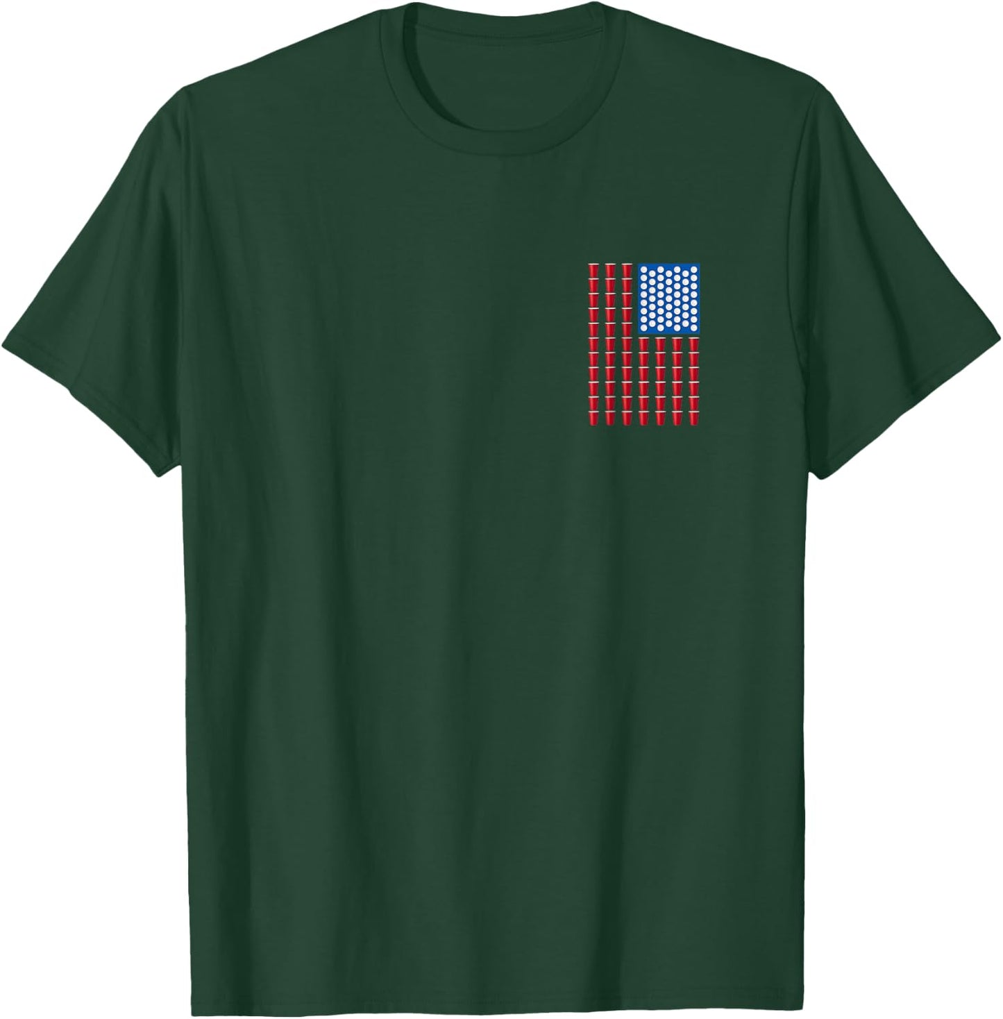 Beer Pong Red Solo Cup American Flag USA Women Men T-Shirt - T-Shirt | Forest