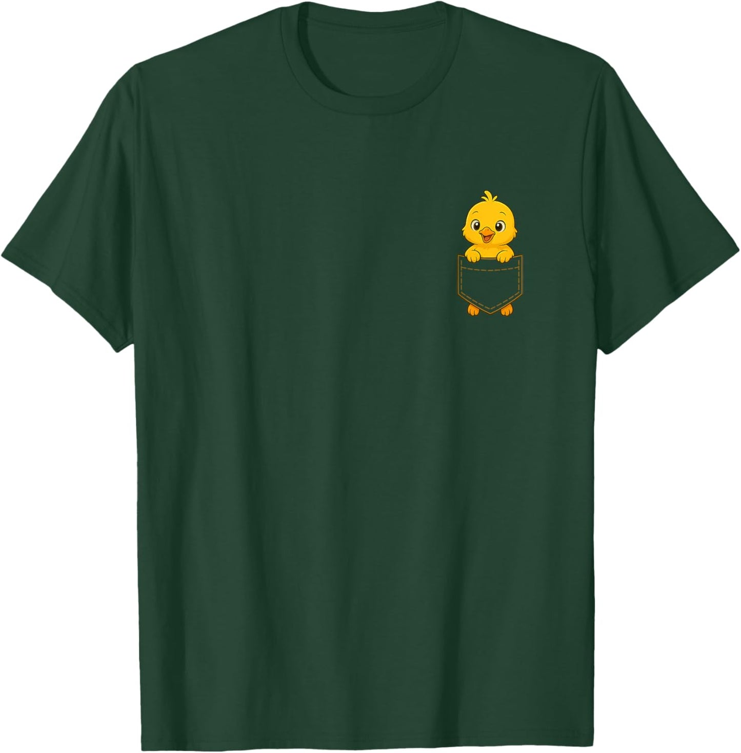 Kids Women Men Funny Animal in Pocket Cute Pocket Chicken T-Shirt - T-Shirt | Forest