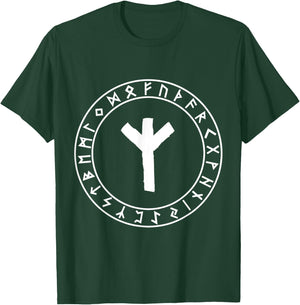 Norse Mythology Edda Runes Futhark Shirts Algiz Rune Viking Rune Norse Pagan Clothes Wicca Witchcraft T-Shirt - T-Shirt | Forest