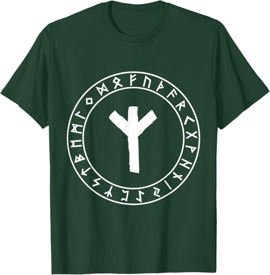 Norse Mythology Edda Runes Futhark Shirts Algiz Rune Viking Rune Norse Pagan Clothes Wicca Witchcraft T-Shirt - T-Shirt | Forest