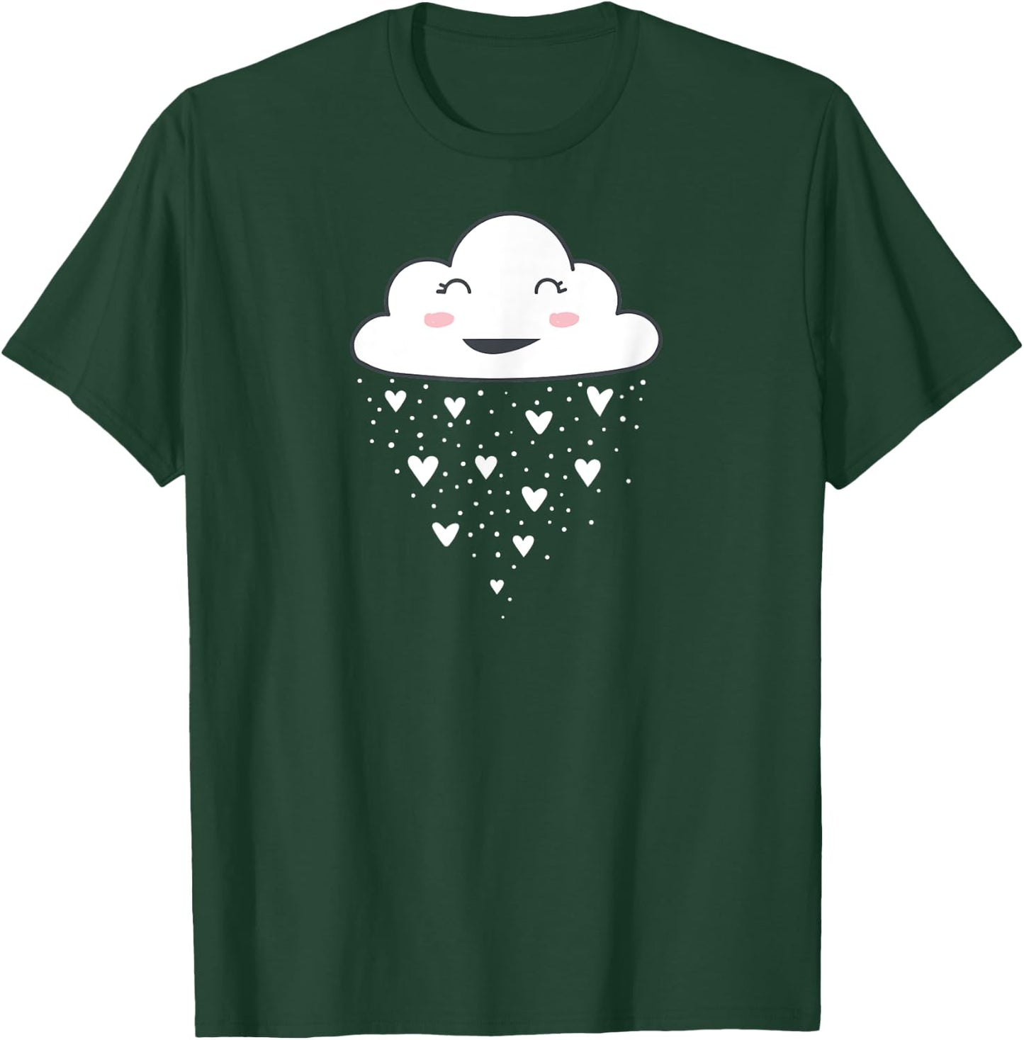 Awesome Funny White Cloud Rain Raindrop Hearts Print T-Shirt - T-Shirt | Forest