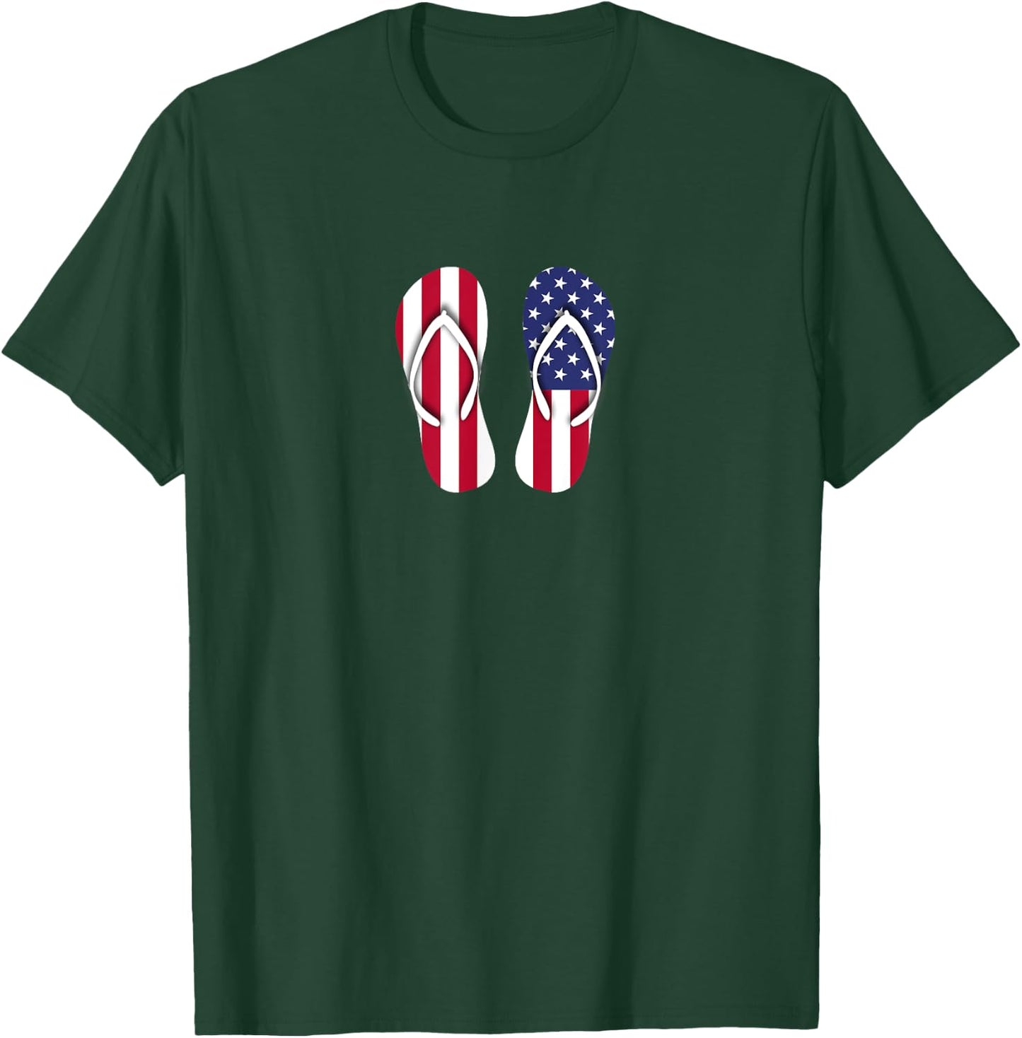 Flip Flops Red White and Blue Patriotic Sandals Beach T-Shirt - T-Shirt | Forest