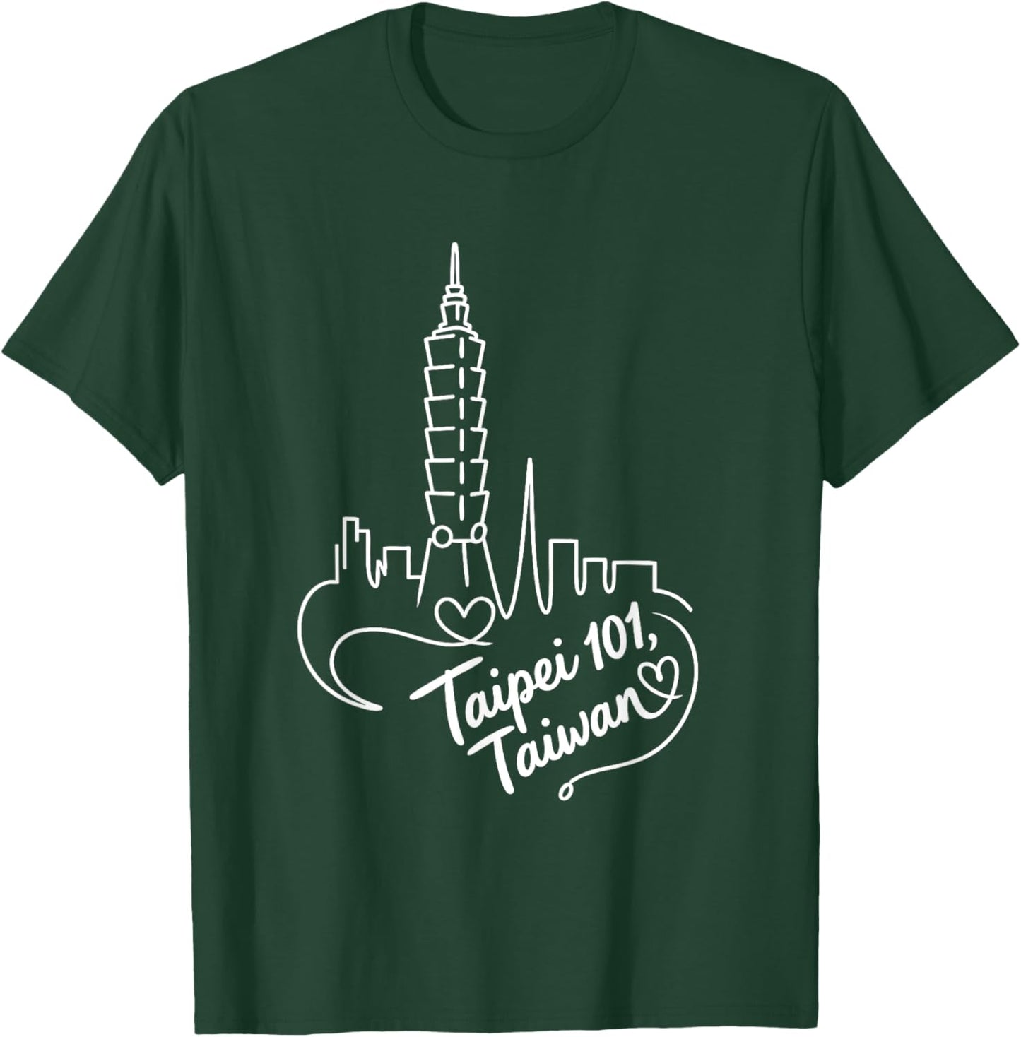 Taipei 101, Taiwan Romantic Signature Heart Art Souvenir T-Shirt - T-Shirt | Forest