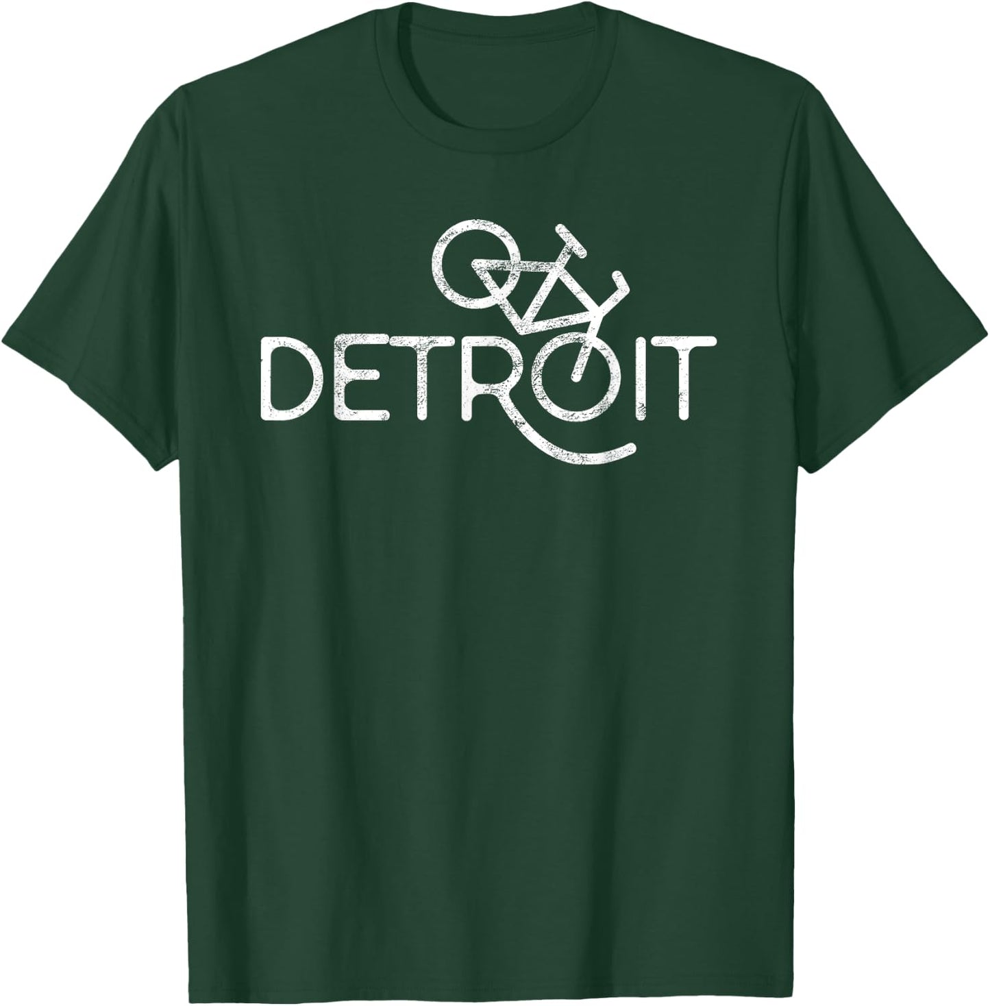 Vintage Detroit Bicycle Cyclist Gift Cycling Michigan Bike T-Shirt - T-Shirt | Forest