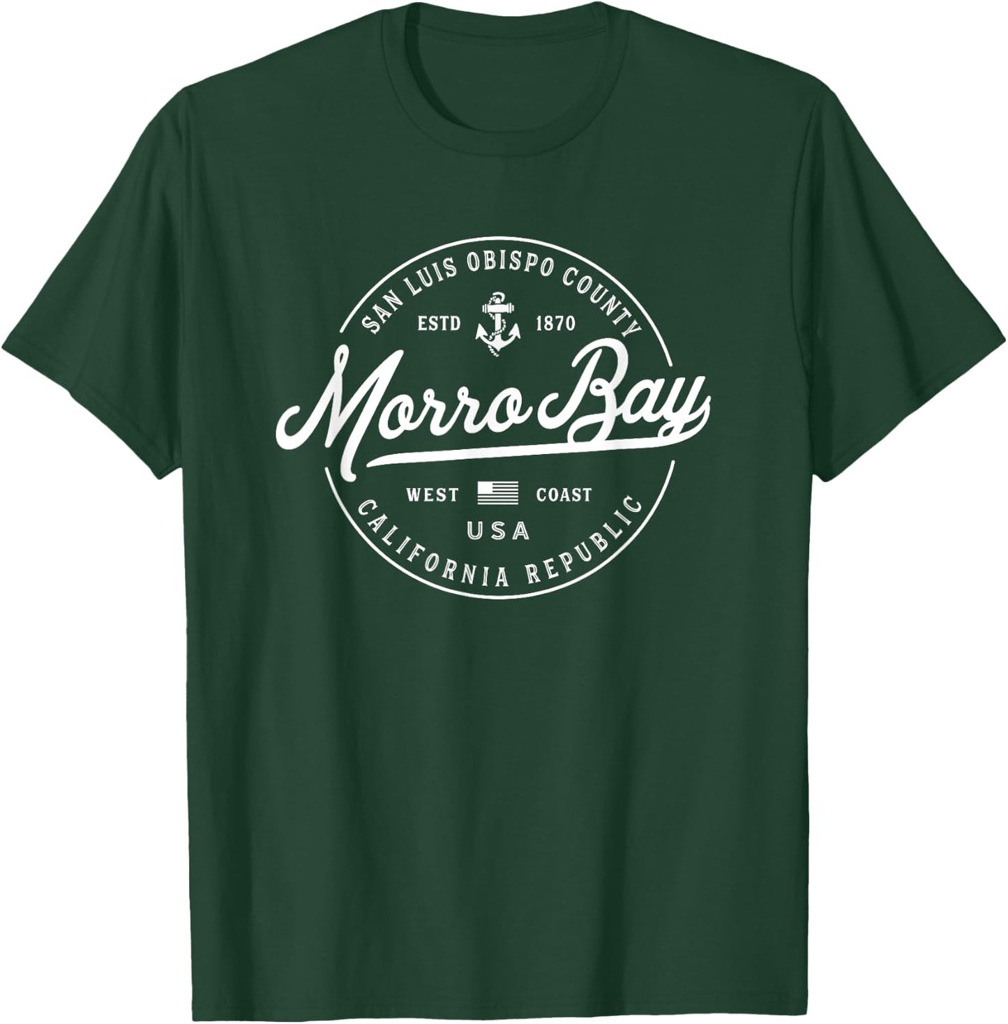 NAUTICAL Anchor Morro Bay California Travel Vacation T-Shirt - T-Shirt | Forest