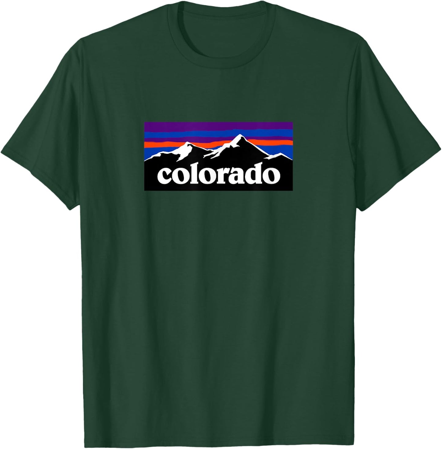 Colorado Mountains Outdoor Flag Design T-Shirt - T-Shirt | Forest