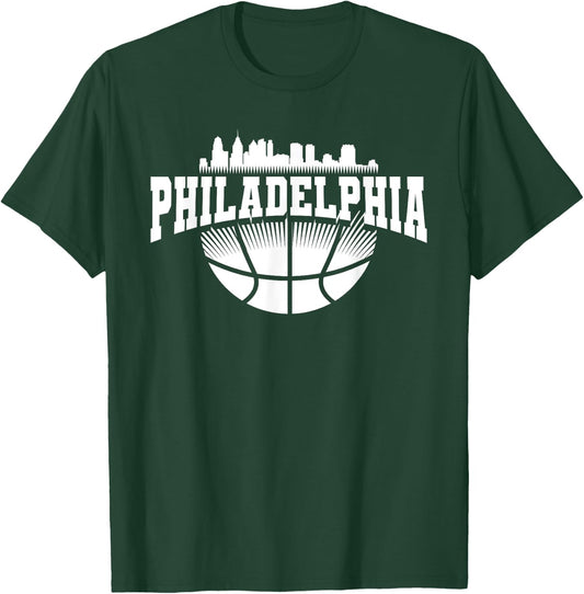 Retro Philadelphia Skyline Souvenir Themed Sports Fan Icon T-Shirt - T-Shirt | Forest