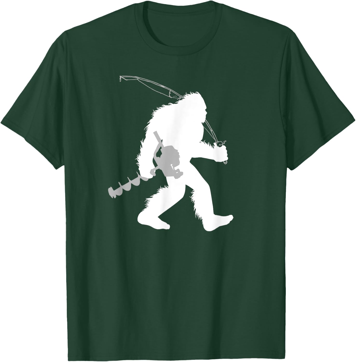 Yeti Bigfoot Ice Fishing , Black, Small, Men's, Short Sleeve, Classic Fit, Casual Classic, Fish Theme, Fishing Occasion T-Shirt - T-Shirt | Forest