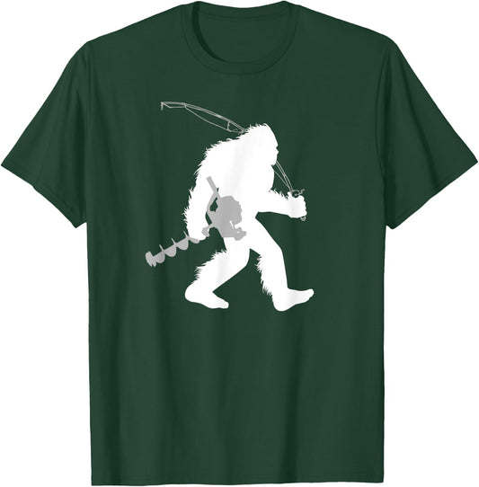 Yeti Bigfoot Ice Fishing , Black, Small, Men's, Short Sleeve, Classic Fit, Casual Classic, Fish Theme, Fishing Occasion T-Shirt - T-Shirt | Forest