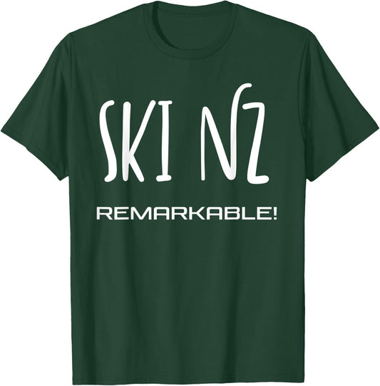 Ski New Zealand - the Remarkables Queenstown Text Design T-Shirt - T-Shirt | Forest