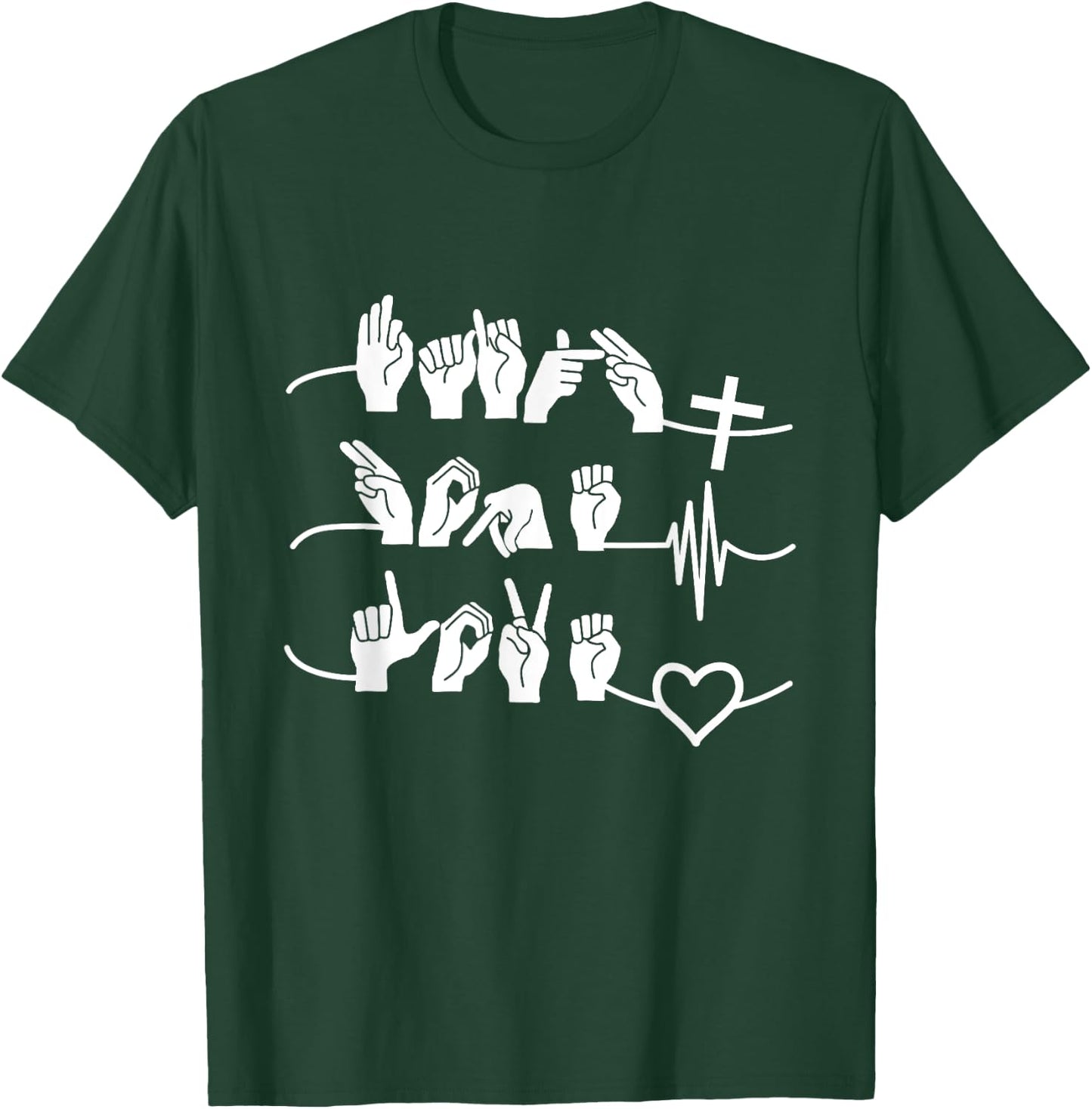 Faith Hope Love - Christ Religion Heartbeat T-Shirt - T-Shirt | Forest