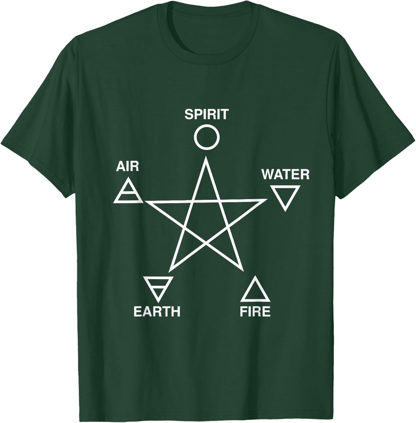 Pentagram Air Fire Water Spirit Earth Pagan Witchcraft Wicca T-Shirt - T-Shirt | Forest