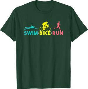 Swim Bike Run Sport Runner Cyclist Swimmer Triathlon gift T-Shirt - T-Shirt | Forest