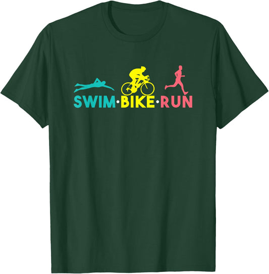 Swim Bike Run Sport Runner Cyclist Swimmer Triathlon gift T-Shirt - T-Shirt | Forest