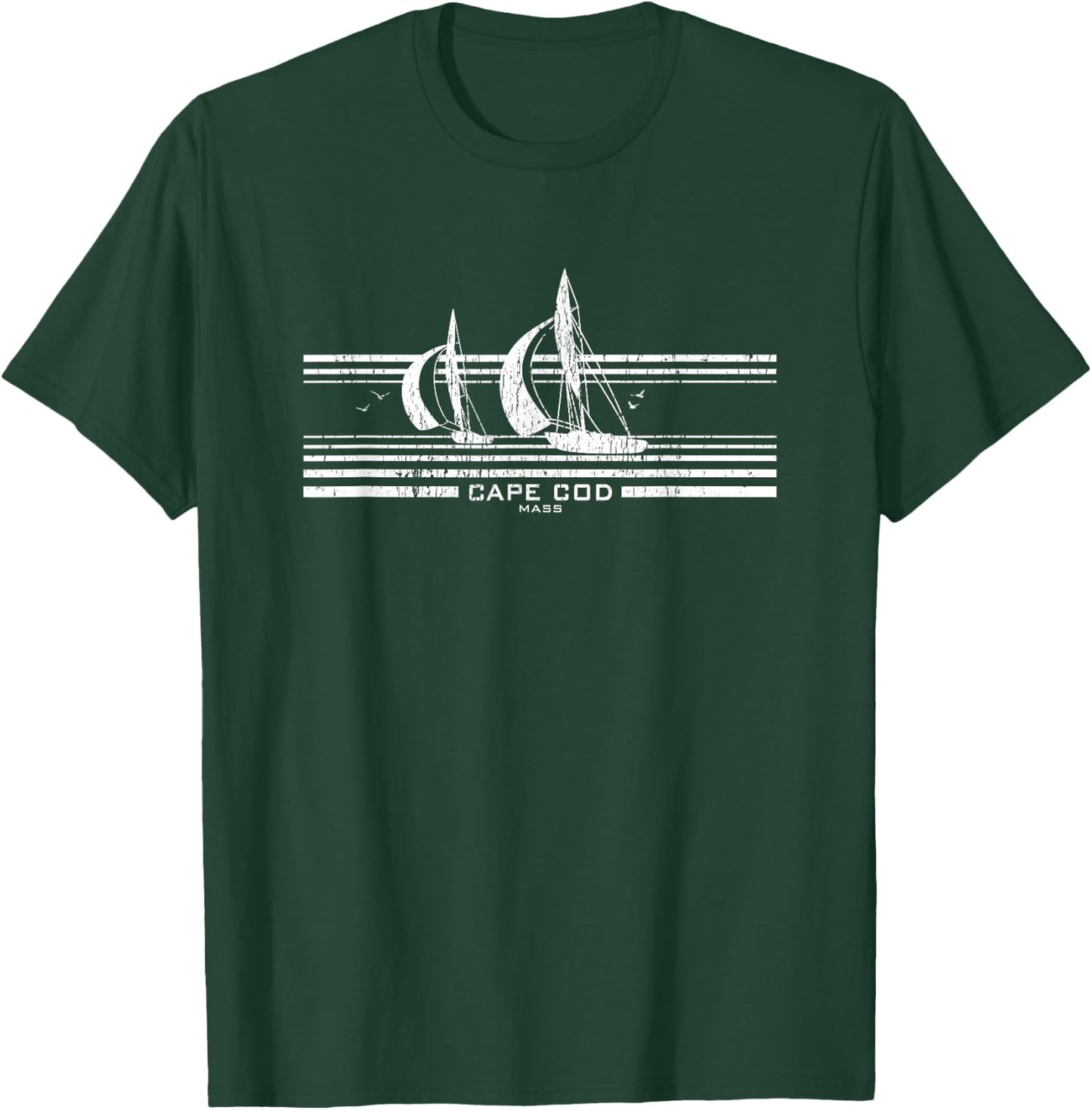 Cape Cod MA Sailboat Vintage 70s T-Shirt - T-Shirt | Forest