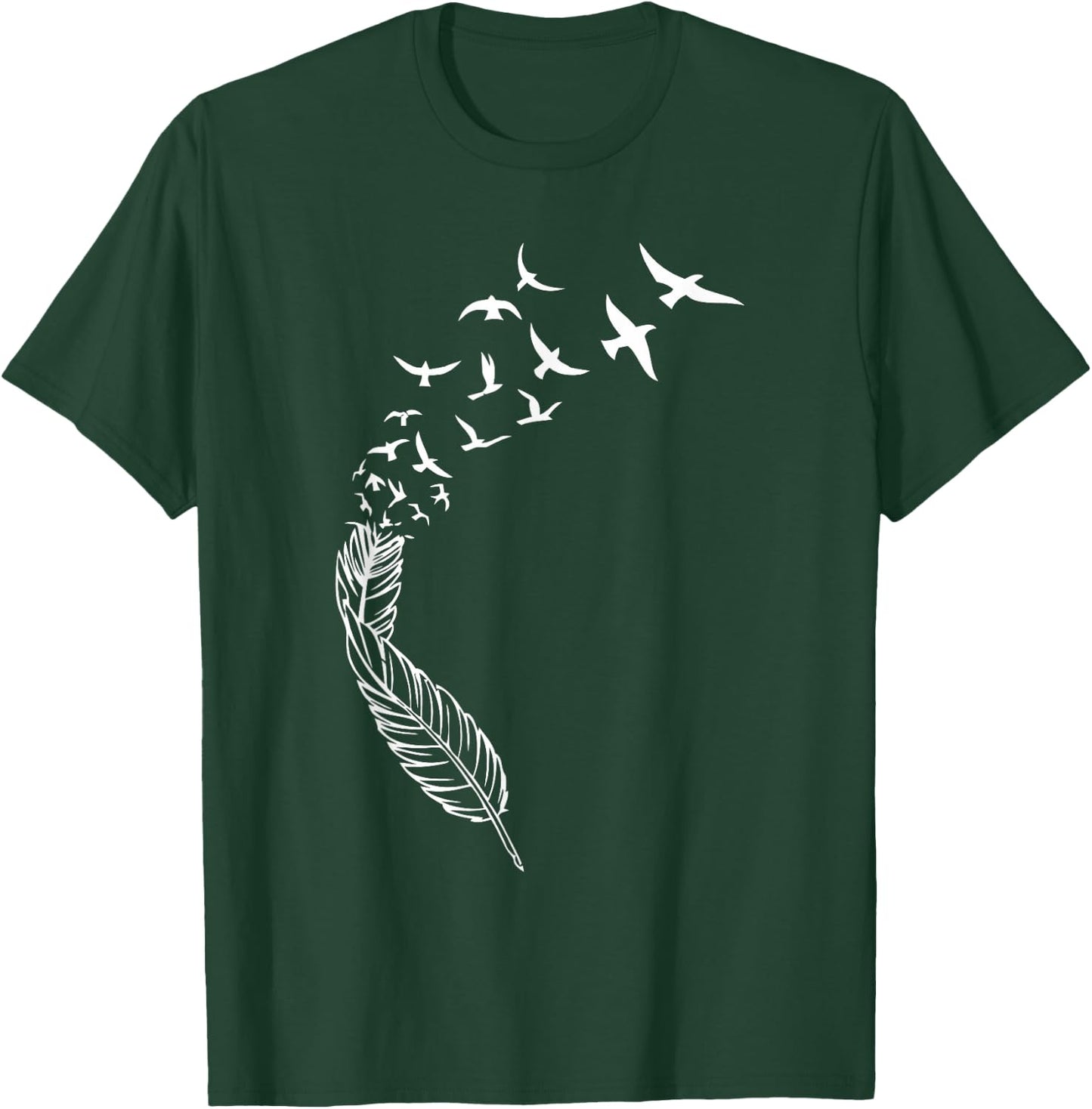 Feather Flying Birds Cool Street Style Positivity Casual T-Shirt - T-Shirt | Forest