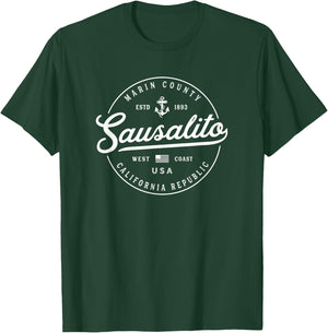 NAUTICAL Anchor Sausalito California Travel Vacation T-Shirt - T-Shirt | Forest