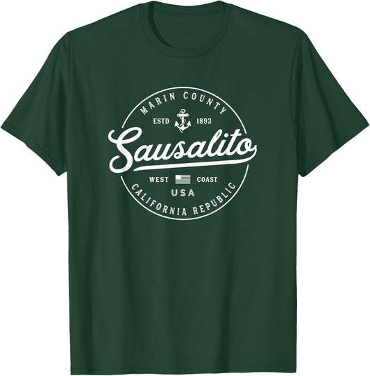 NAUTICAL Anchor Sausalito California Travel Vacation T-Shirt - T-Shirt | Forest