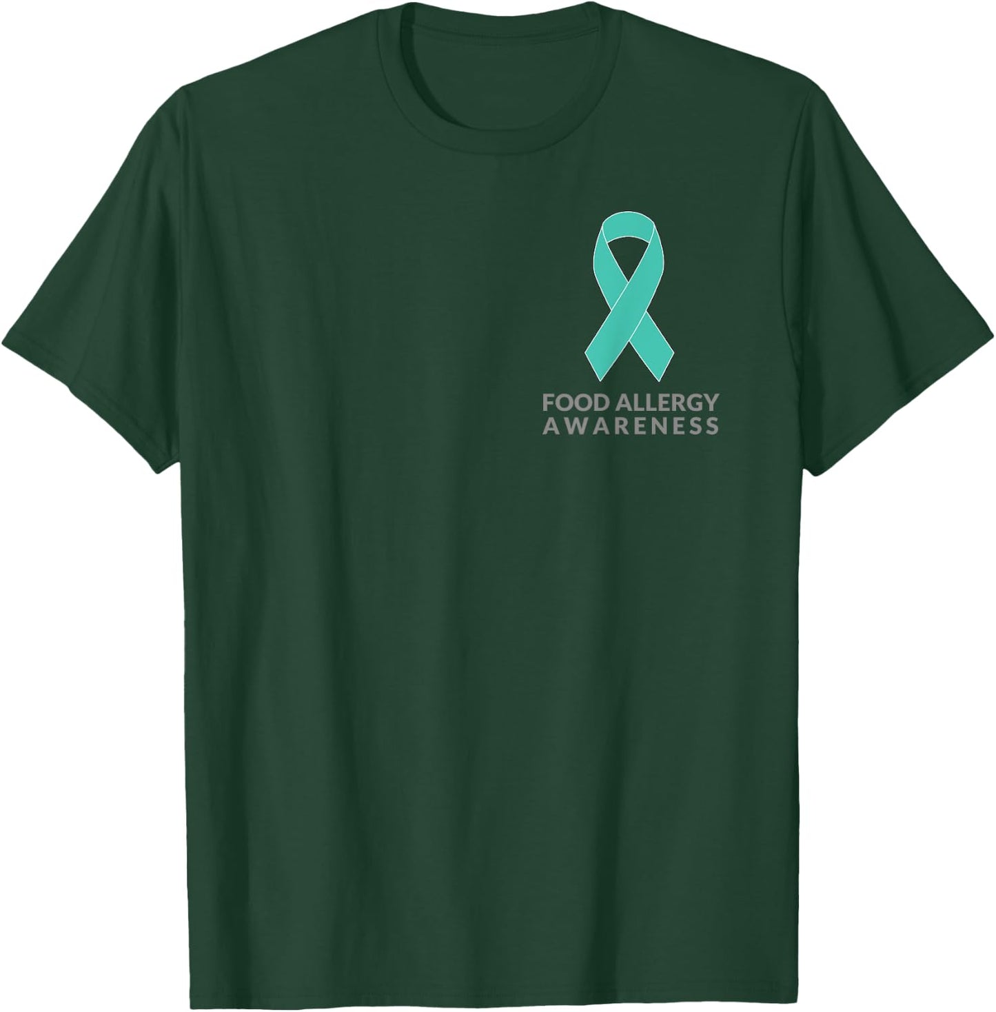 Teal Ribbon Minimalist Shirt Food Allergy Awareness T-Shirt - T-Shirt | Forest