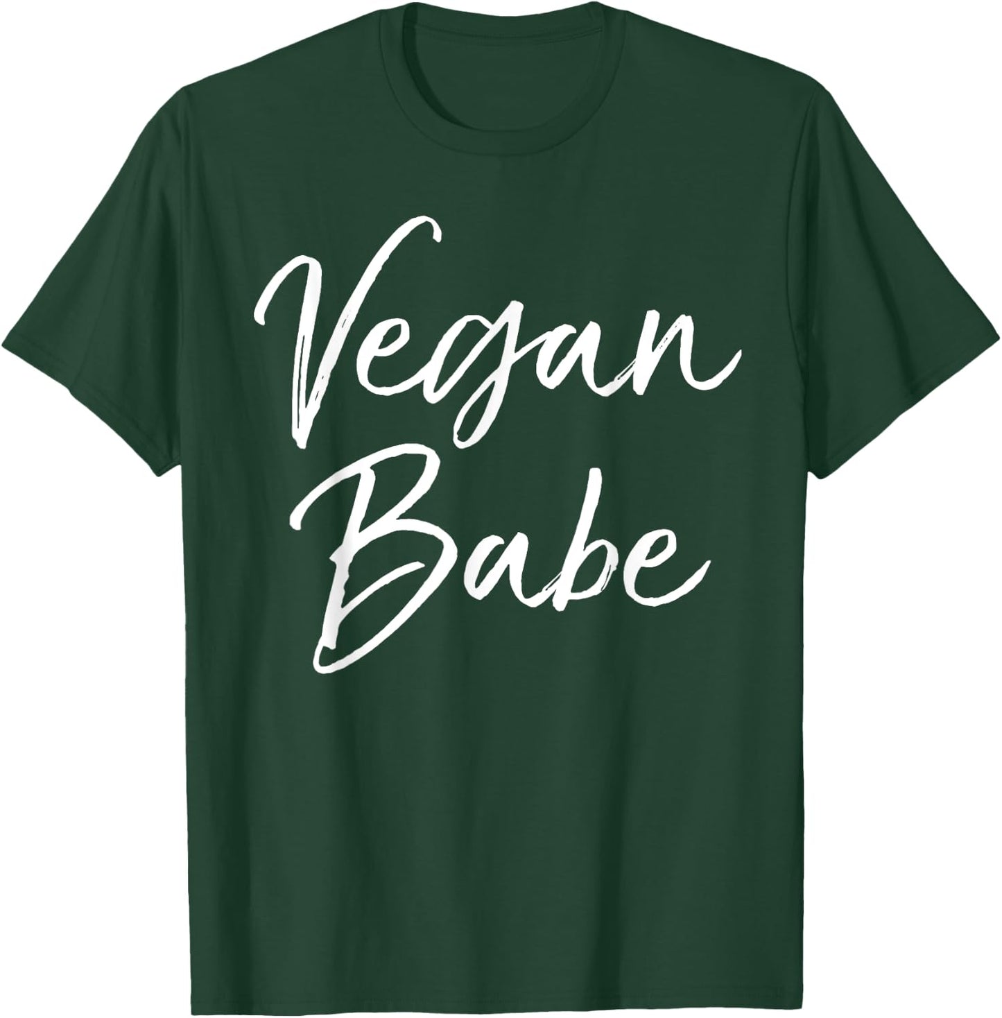 Vegan Babe Shirt Girl Cute Calligraphy Vegan Shirt T-Shirt - T-Shirt | Forest