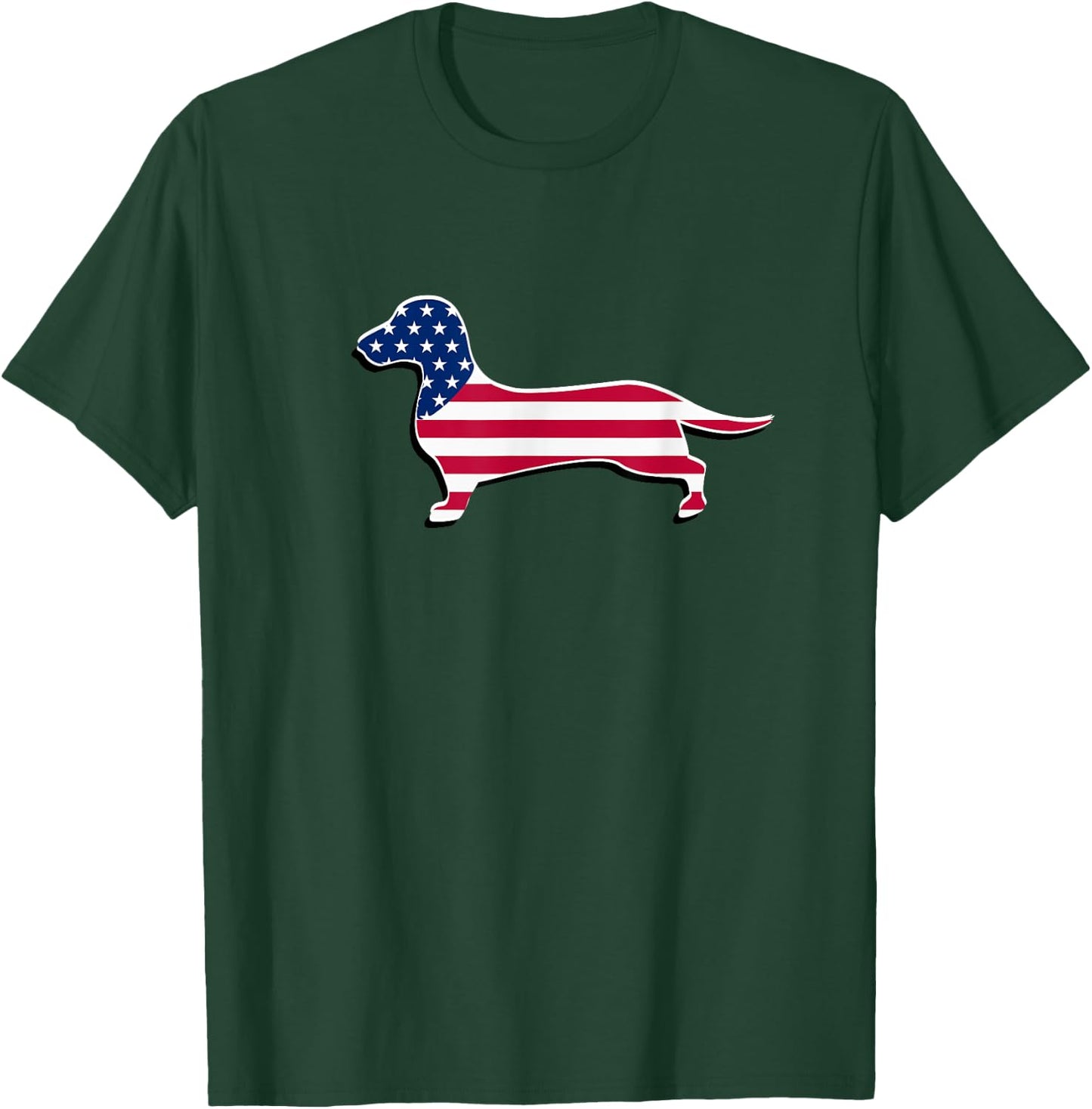 Dachshund Dog - American USA Flag Patriotic 4th Of July T-Shirt - T-Shirt | Forest