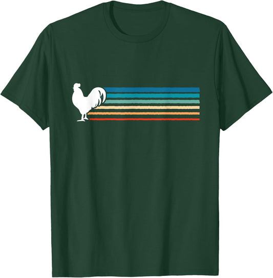 France Rainbow Rooster - Funny Retro Animal T-Shirt - T-Shirt | Forest