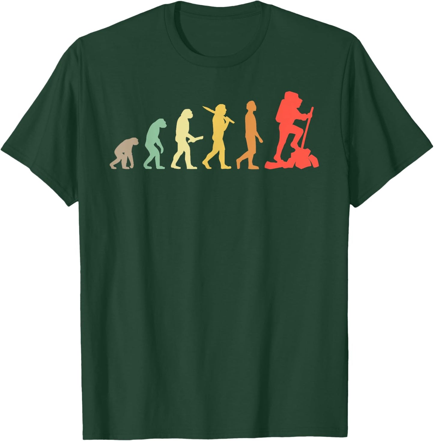 Retro Hiking Evolution Gift Hikers T-Shirt - T-Shirt | Forest