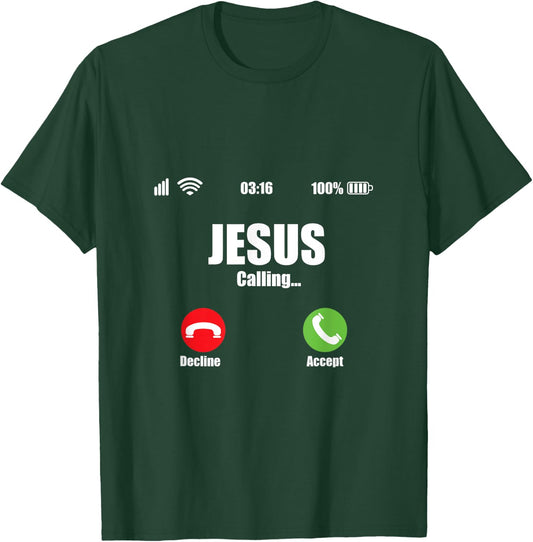 Jesus Is Calling Shirt Christian Cross Modern Believe T-Shirt - T-Shirt | Forest