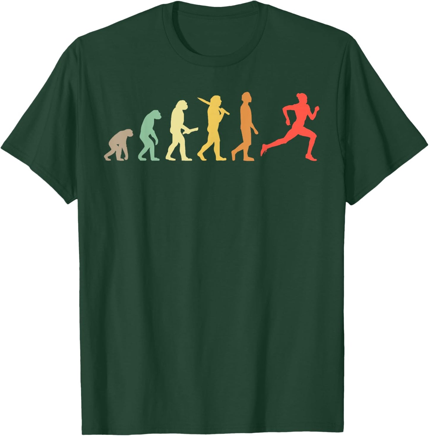 Retro Running Evolution Gift Runners & Joggers T-Shirt - T-Shirt | Forest