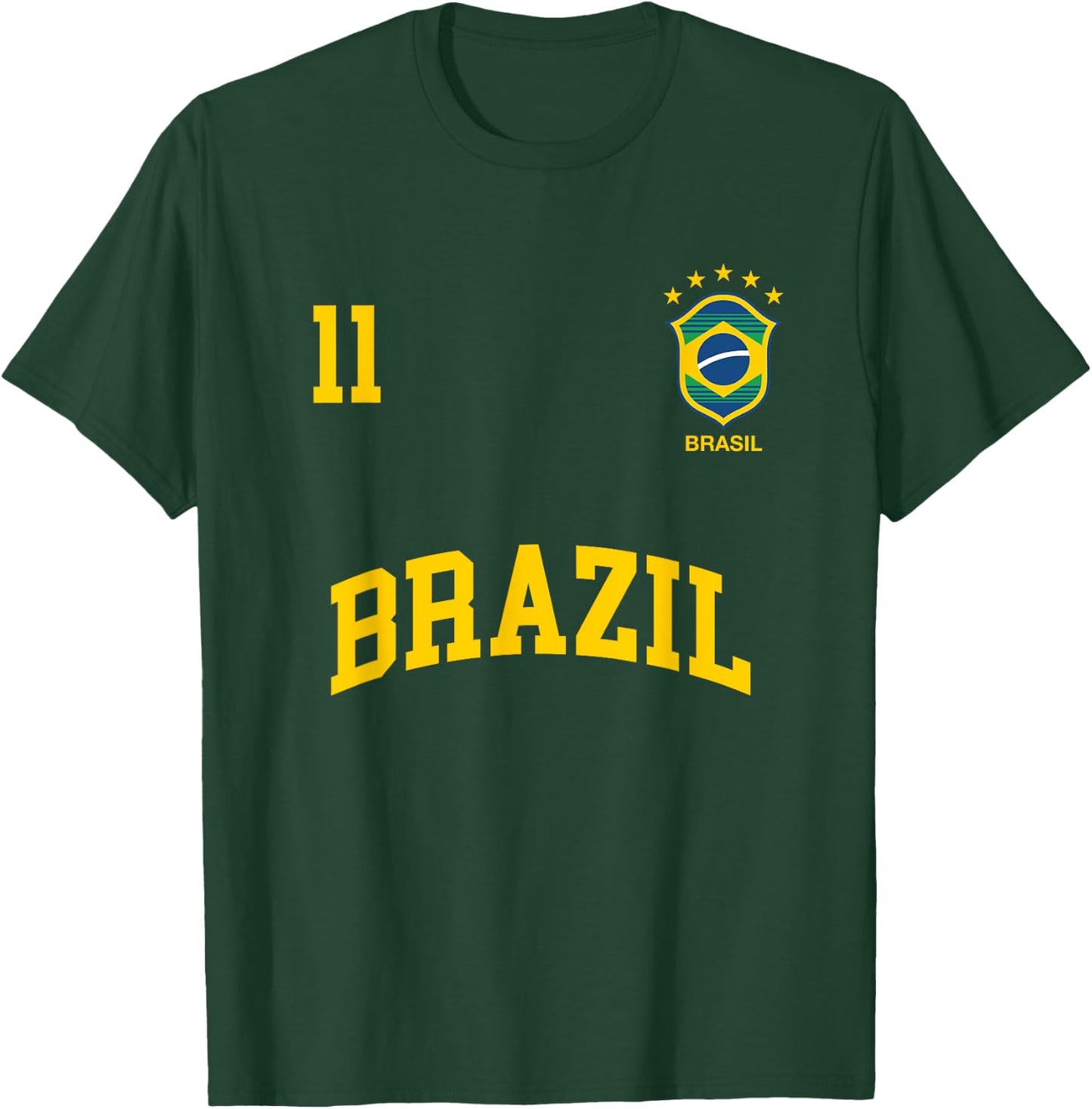 Brazil Number 11 Brazilian Soccer Team Sports Shirt T-Shirt - T-Shirt | Forest