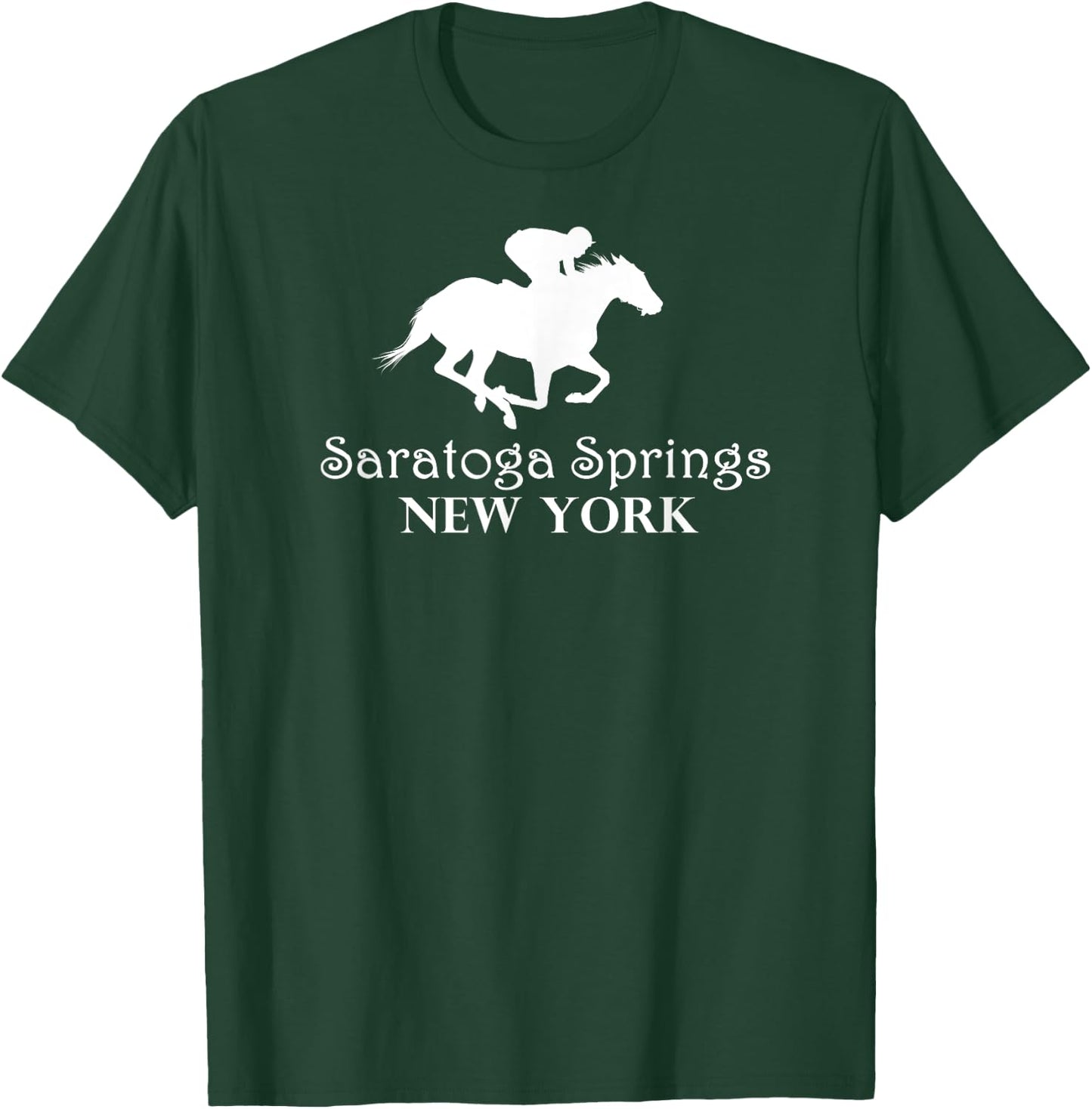 Saratoga Springs New York Horse Racing Jockey T-Shirt - T-Shirt | Forest