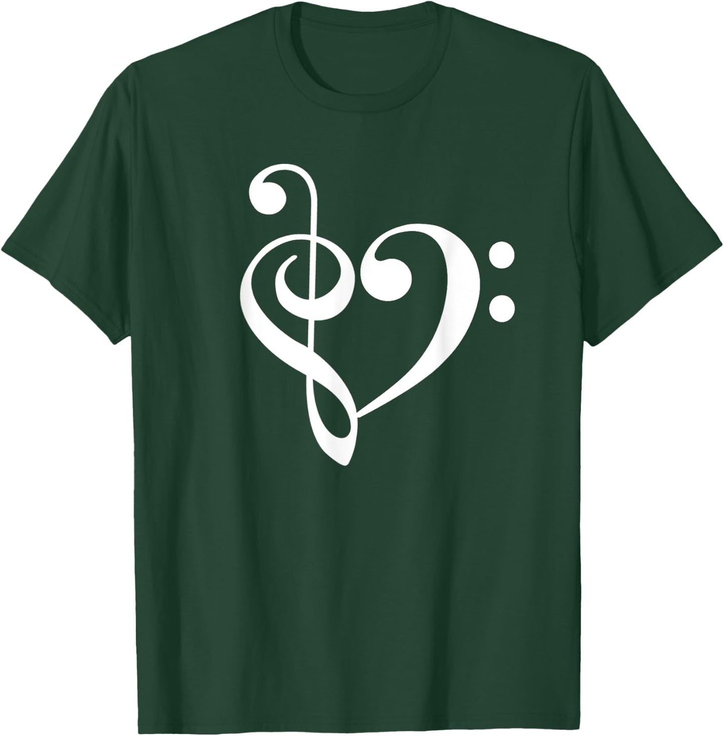 Treble Bass Clef Heart Music Love Orch Dork Band Nerd T-Shirt - T-Shirt | Forest