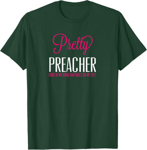 Pretty Preacher Bible in My Hand and Heels on my Feet T-Shirt - T-Shirt | Forest