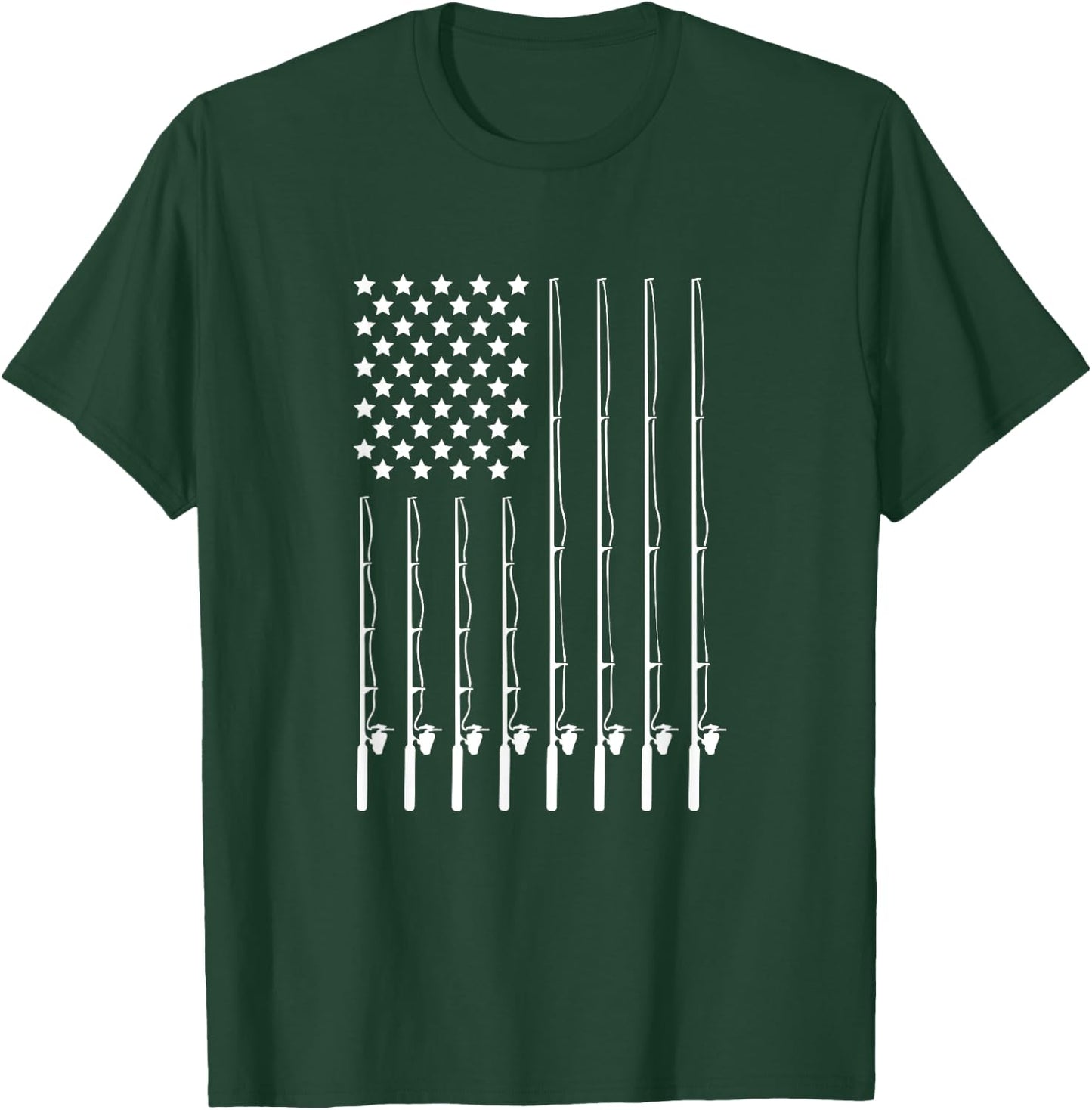 Proud Fishing Teez Women's Fishing Patriotic American Flag , Black, Small T-Shirt - T-Shirt | Forest