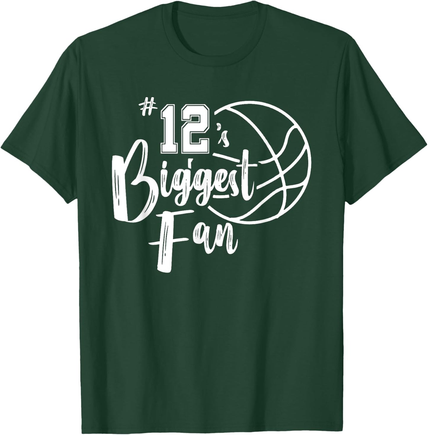 Number 12's Biggest Fan Shirt Basketball Player Mom Dad T-Shirt - T-Shirt | Forest