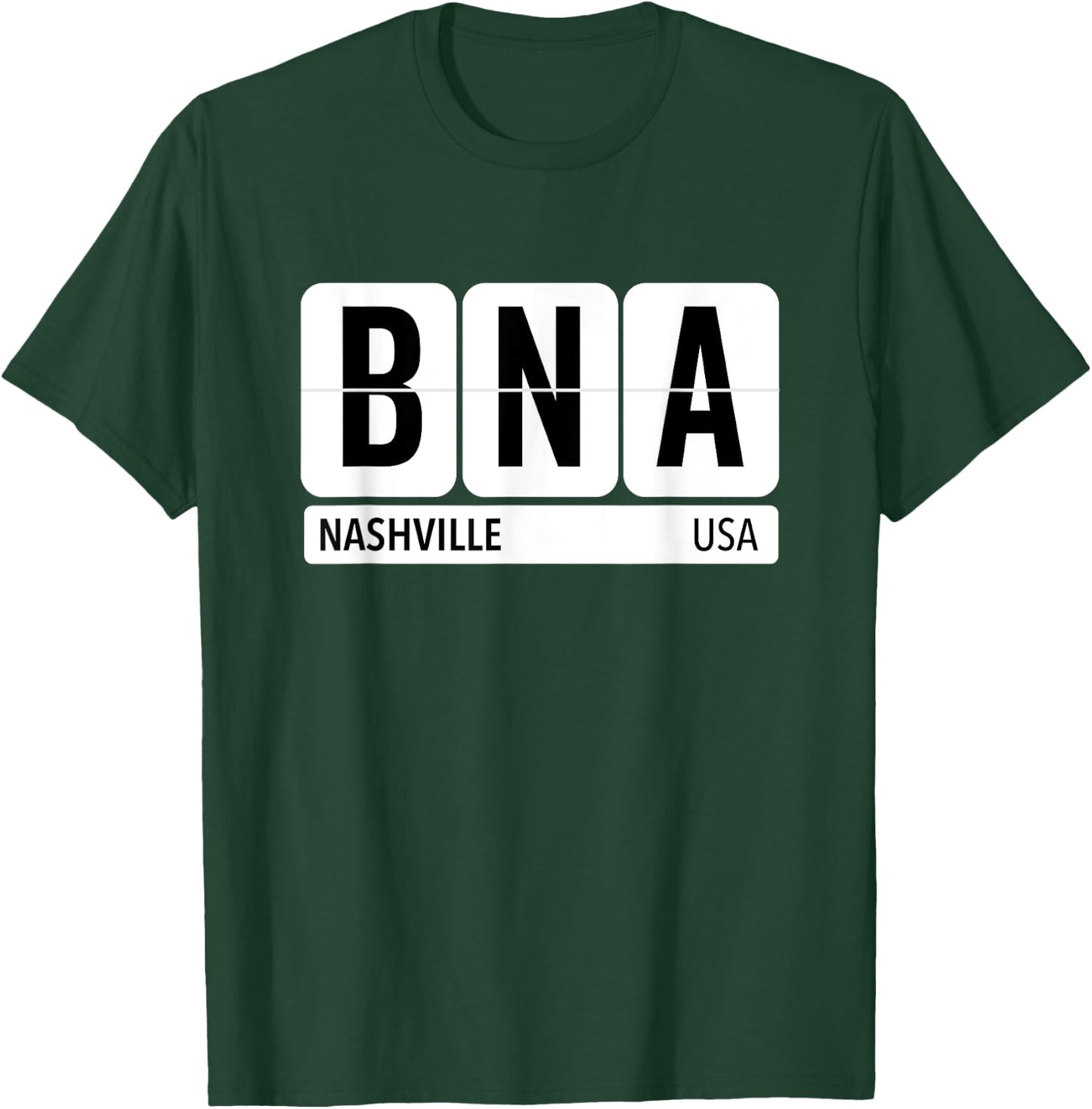 BNA Nashville USA Travel Souvenir Black Text T-Shirt - T-Shirt | Forest