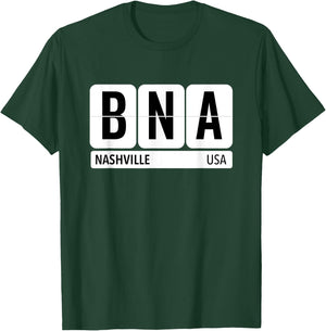 BNA Nashville USA Travel Souvenir Black Text T-Shirt - T-Shirt | Forest