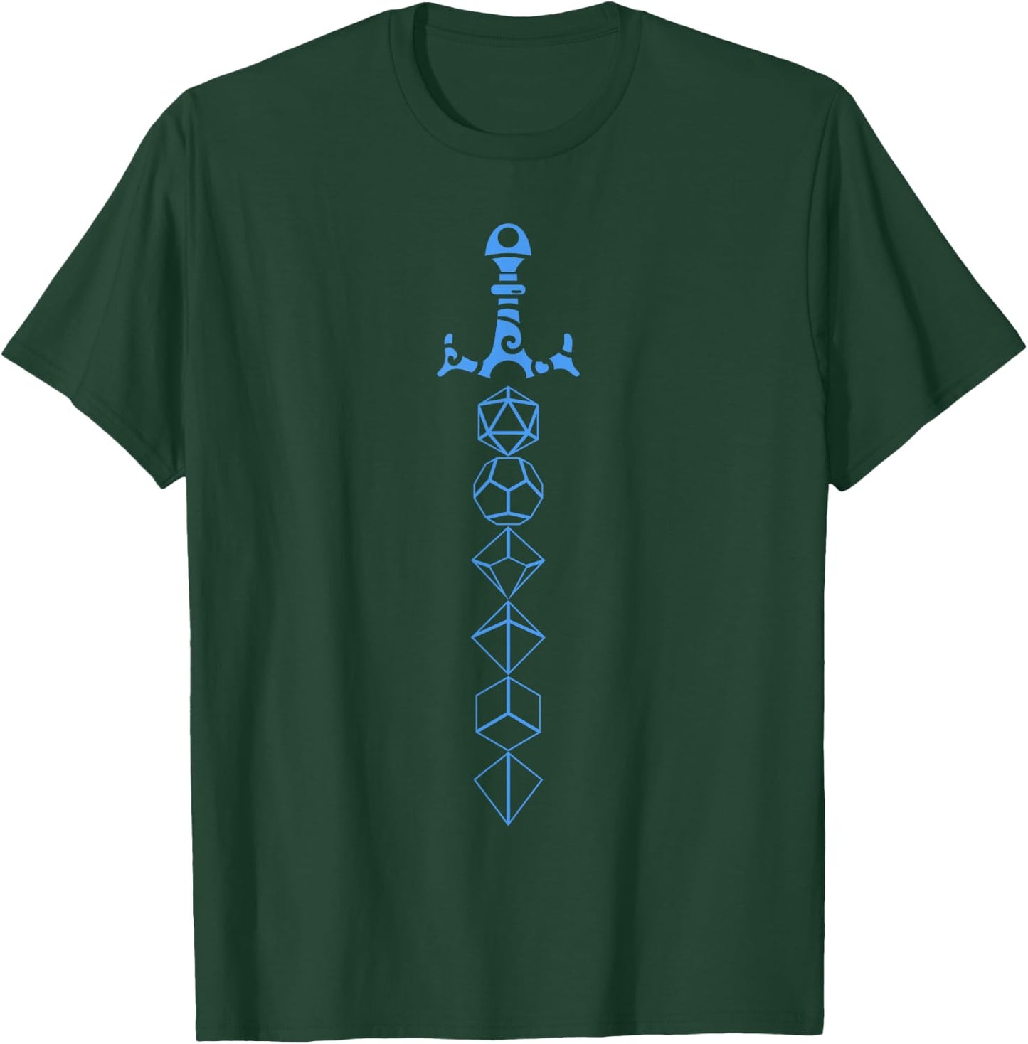 Nerdy Polyhedral Dice Sword D20 Dice Set Collector T-Shirt - T-Shirt | Forest