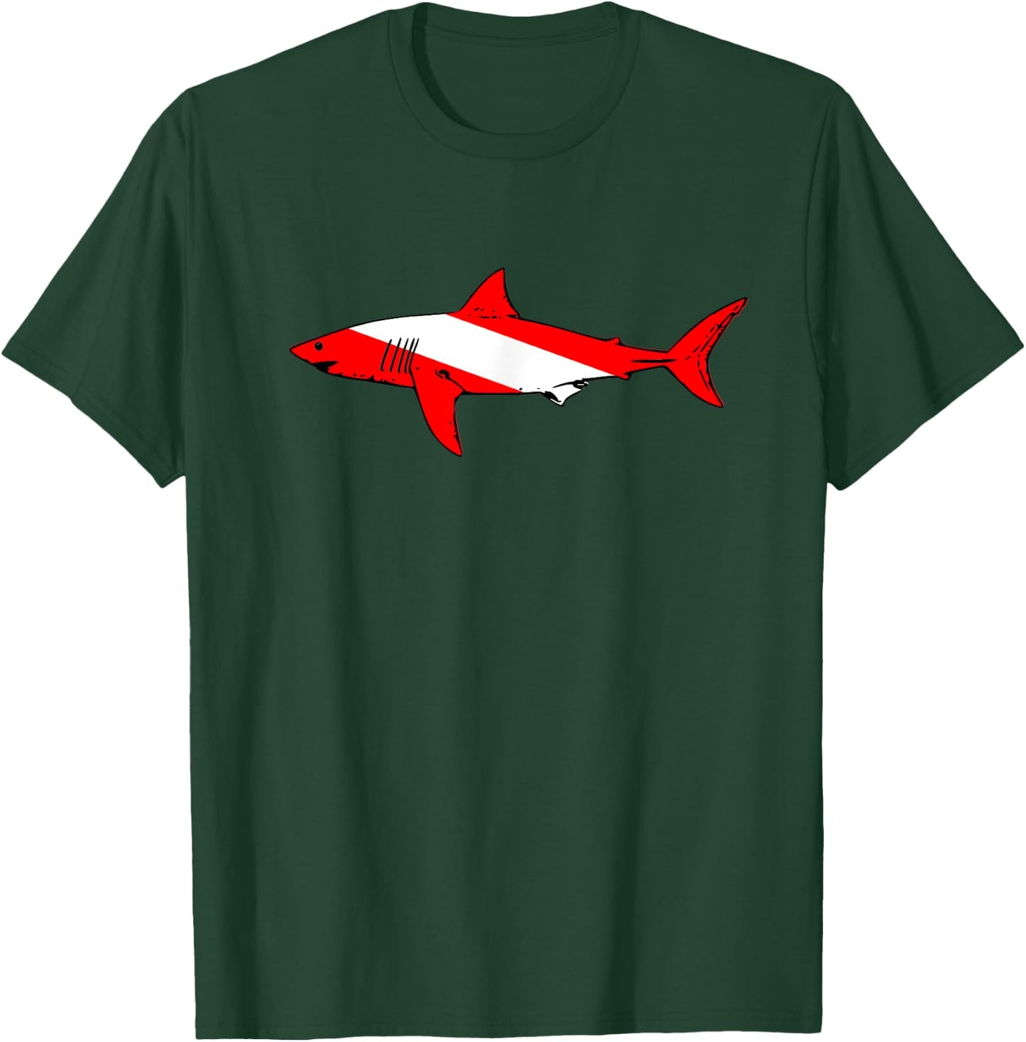 DIVE Shark Diver Down Flag Scuba Diving Graphic T-Shirt - T-Shirt | Forest