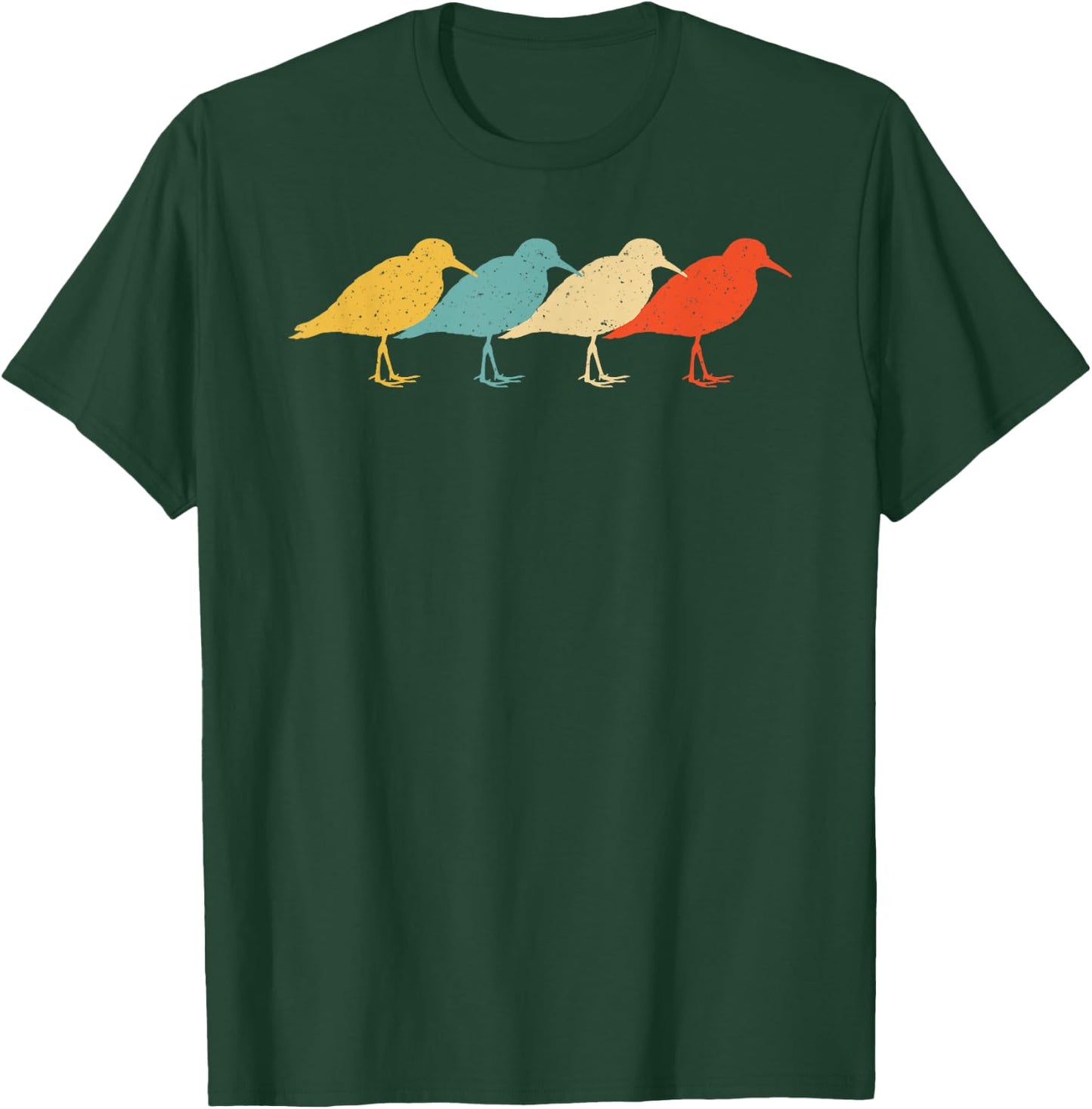 Dunlin Vintage Retro Sandpiper Bird Wader Lover 60s 70s Gift T-Shirt - T-Shirt | Forest