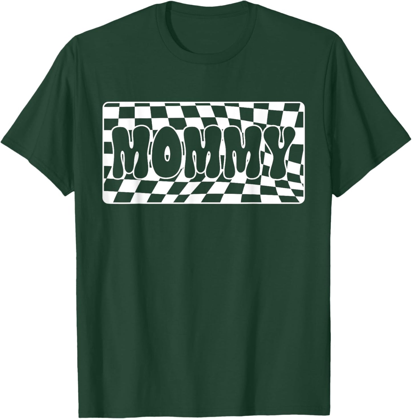 Retro Mommy Checkered Family Cool Matching T-Shirt - T-Shirt | Forest