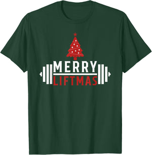 Funny Weightlifting - Weight Lifters Merry Liftmas Christmas T-Shirt - T-Shirt | Forest