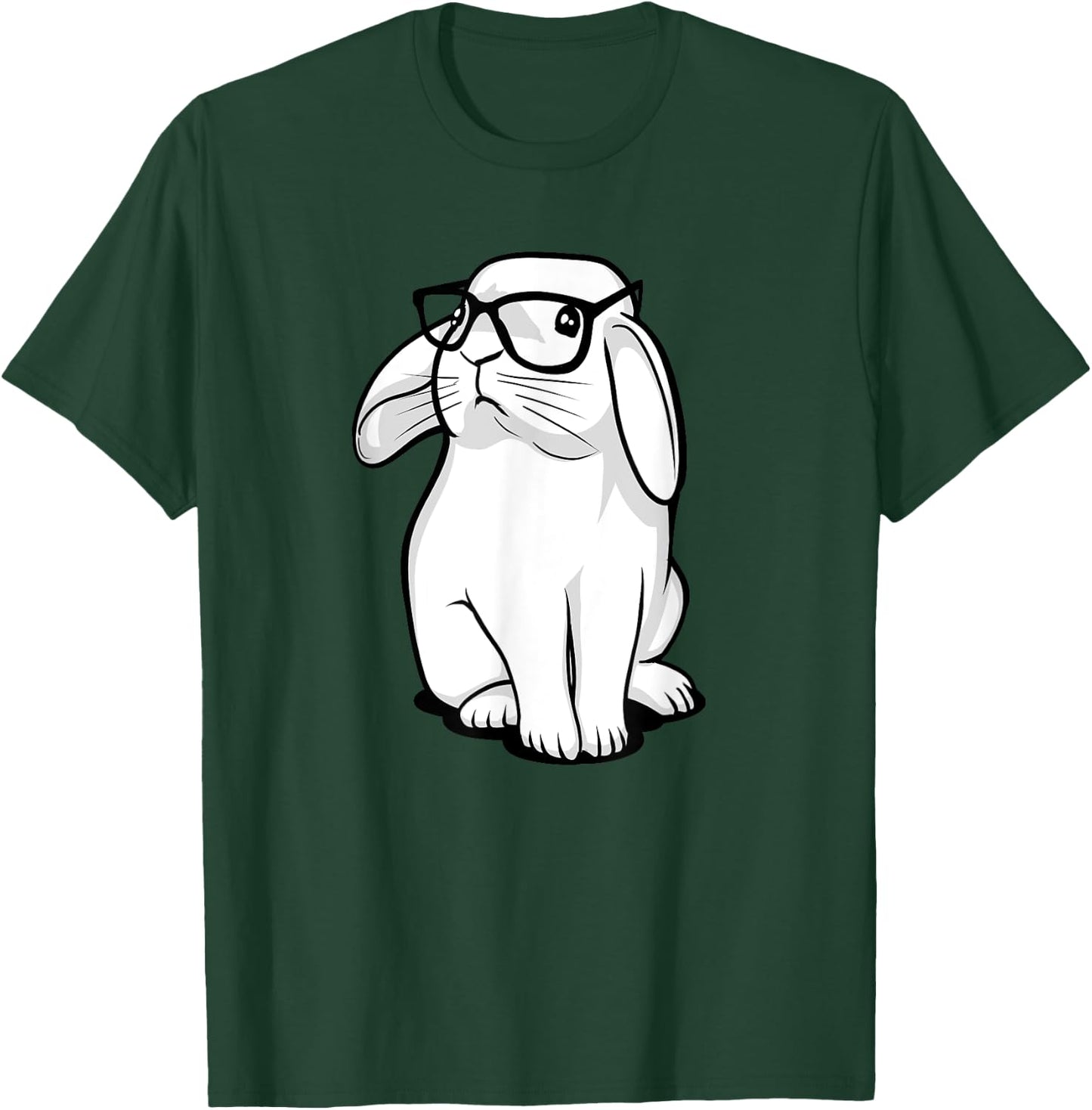 Rabbit Nerdy Geek Bunny With Glasses Kids Girls Boys T-Shirt - T-Shirt | Forest