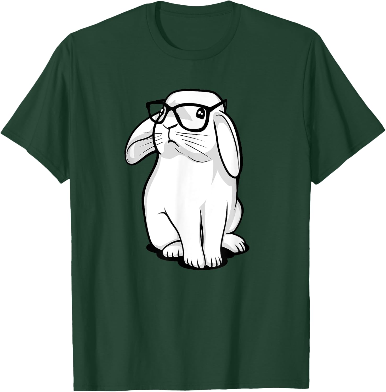 Rabbit Nerdy Geek Bunny With Glasses Kids Girls Boys T-Shirt - T-Shirt | Forest